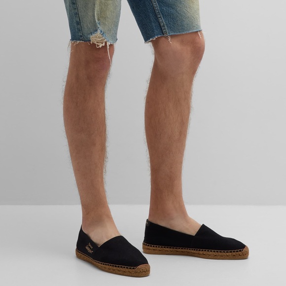 SAINT LAURENT Men’s Logo Stitched Espadrille Shoes NWT - Picture 6 of 8